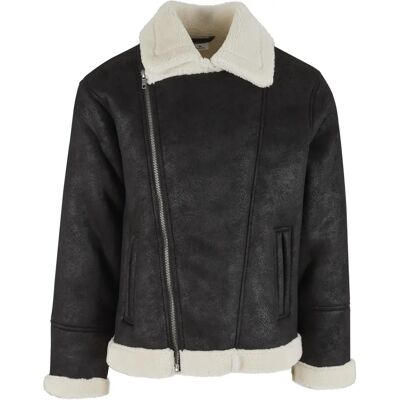 Urban Classics Noir L Giacca in pelle di pecora per moto - Giacca moto Urban Classics Noir L Giacca in pelle di pecora per moto - Giacca moto