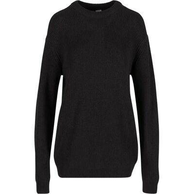 URBAN CLASSICS Rib Basic Sweater Herre 4XL Sort - Trøje URBAN CLASSICS Rib Basic Sweater Herre 4XL Sort - Trøje