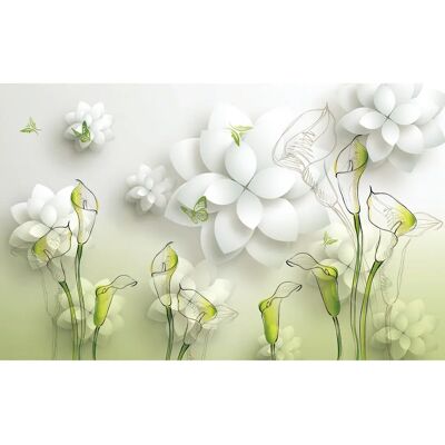 PAPERMOON - Muster mit Blumen weiß gold - Wallpaper PAPERMOON - Muster mit Blumen weiß gold - Wallpaper