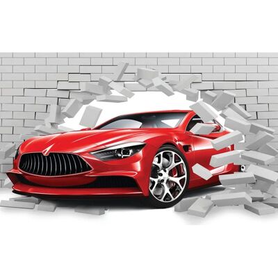 PAPERMOON Auto durch Mauer 3D Tapete - Bunt, 2,50x1,86m PAPERMOON Auto durch Mauer 3D Tapete - Bunt, 2,50x1,86m