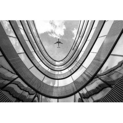 PAPERMOON Bunt Fototapete Flugzeug über Gebäude - Tapete PAPERMOON Bunt Fototapete Flugzeug über Gebäude - Tapete
