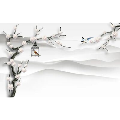 PAPERMOON Ast mit Vogelkäfig Wandbild - Bunt, 3,50m x 2,60m PAPERMOON Ast mit Vogelkäfig Wandbild - Bunt, 3,50m x 2,60m