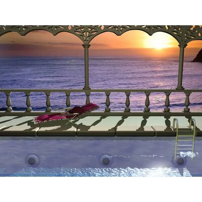 PAPERMOON Bunt Wandbild - Pool am Meer, Vlies, 7 Bahnen PAPERMOON Bunt Wandbild - Pool am Meer, Vlies, 7 Bahnen