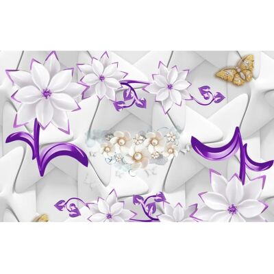 PAPERMOON Lila Gold Blumen Muster Wandbild - Wandbild PAPERMOON Lila Gold Blumen Muster Wandbild - Wandbild
