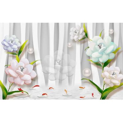 PAPERMOON Blumenmuster Fototapete - Wanddekoration - 4x2,6m PAPERMOON Blumenmuster Fototapete - Wanddekoration - 4x2,6m