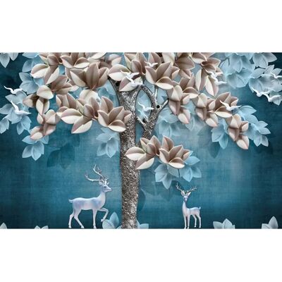 PAPERMOON Bunte Blumen und Hirsche Wandtapete - Wandbild PAPERMOON Bunte Blumen und Hirsche Wandtapete - Wandbild