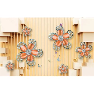 PAPERMOON Blumen Tapete - 4m x 2,6m - 8 Bahnen - Tapete PAPERMOON Blumen Tapete - 4m x 2,6m - 8 Bahnen - Tapete