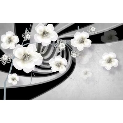 PAPERMOON Abstrakt 3D Effekt mit Blumen Fototapete - Wandbild PAPERMOON Abstrakt 3D Effekt mit Blumen Fototapete - Wandbild