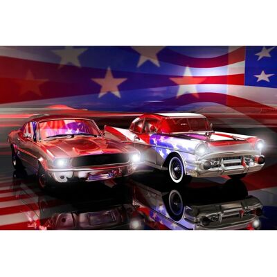 PAPERMOON Amerikanische Autos Flagge Fototapete - Tapete PAPERMOON Amerikanische Autos Flagge Fototapete - Tapete