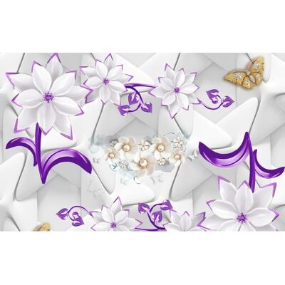PAPERMOON Blumen Lila Gold Tapete - Tapete PAPERMOON Blumen Lila Gold Tapete - Tapete