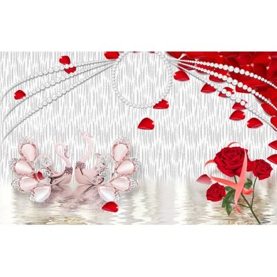 PAPERMOON Rosen Muster Wandtapete - B 5m x L 2,8m - Hochwertiger Digitaldruck PAPERMOON Rosen Muster Wandtapete - B 5m x L 2,8m - Hochwertiger Digitaldruck