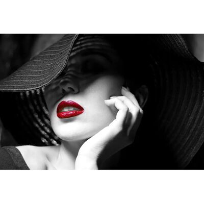 PAPERMOON Schwarz Weiß Frau mit Röt Lippen Tapete - Wandgestaltung PAPERMOON Schwarz Weiß Frau mit Röt Lippen Tapete - Wandgestaltung