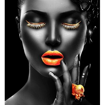 PAPERMOON Gold Lippen-Schmuck Kunst Wandbild - Tapete PAPERMOON Gold Lippen-Schmuck Kunst Wandbild - Tapete