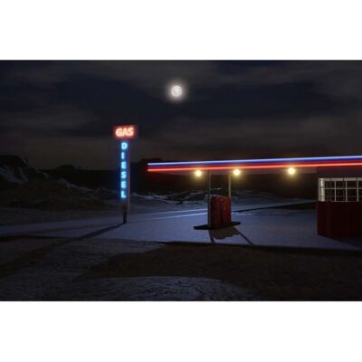 PAPERMOON Retro Tankstelle Route 66 3D Wandbild - Wandbild PAPERMOON Retro Tankstelle Route 66 3D Wandbild - Wandbild