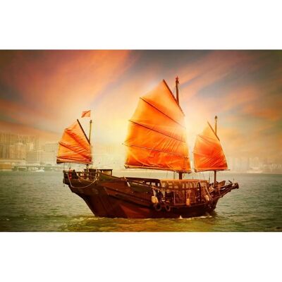 PAPERMOON Modell DSCHUNKE SEGEL SCHIFF China MEER KÜSTE SONNE Hong Kong - Wandbild PAPERMOON Modell DSCHUNKE SEGEL SCHIFF China MEER KÜSTE SONNE Hong Kong - Wandbild
