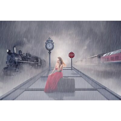 PAPERMOON Bunt Fototapete - Eisenbahn-Lokomotive Retro Design PAPERMOON Bunt Fototapete - Eisenbahn-Lokomotive Retro Design