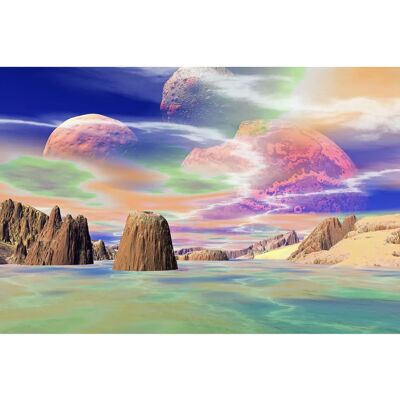 PAPERMOON Digital Wandtapete - Planetare Futuristische Raumfahrt Mond Galaxie Dekor - 4m x 2,6m PAPERMOON Digital Wandtapete - Planetare Futuristische Raumfahrt Mond Galaxie Dekor - 4m x 2,6m