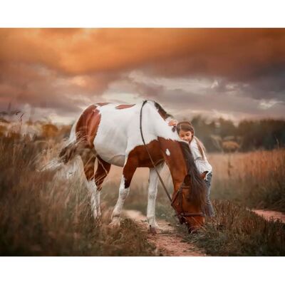 PAPERMOON Pinto Pony Mädchen Wandbild - Wandbild PAPERMOON Pinto Pony Mädchen Wandbild - Wandbild