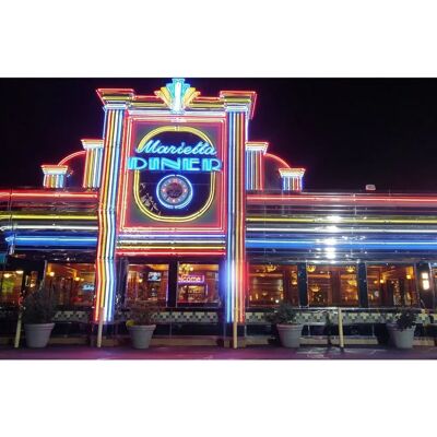 PAPERMOON Retro Diner Neon Cadillac Elvis Route 66 Rosa Wandbild PAPERMOON Retro Diner Neon Cadillac Elvis Route 66 Rosa Wandbild