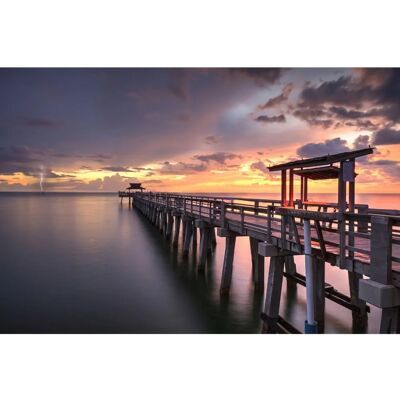PAPERMOON Holz-Brücke-Golf Neapel Pier Meer Wand - Tapete PAPERMOON Holz-Brücke-Golf Neapel Pier Meer Wand - Tapete