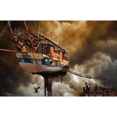 PAPERMOON Raymond Hoffmann Bunt Wandbild - Foto-Kunst Boot in den Wolken PAPERMOON Raymond Hoffmann Bunt Wandbild - Foto-Kunst Boot in den Wolken