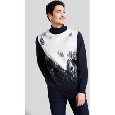 BUGATTI Model XXL Blau Gebreide Casual Sweater BUGATTI Model XXL Blau Gebreide Casual Sweater