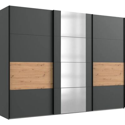 Wimex Barmbek Kleiderschrank - Graphit/Artisan Eiche Nachbildung - Spiegel - Schrank Wimex Barmbek Kleiderschrank - Graphit/Artisan Eiche Nachbildung - Spiegel - Schrank