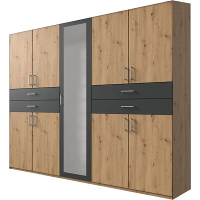 WIMEX Taiga Kleiderschrank - 8-türig mit Spiegel, Artisan-Eiche WIMEX Taiga Kleiderschrank - 8-türig mit Spiegel, Artisan-Eiche
