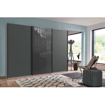 WIMEX Norderstedt Kleiderschrank - Graphit/Glas grau - 3 Schiebetüren WIMEX Norderstedt Kleiderschrank - Graphit/Glas grau - 3 Schiebetüren