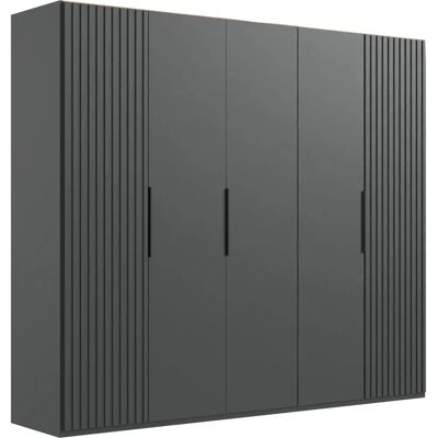 WIMEX Andorra Kleiderschrank - 5-türig, Schwarz, 250x58x216cm WIMEX Andorra Kleiderschrank - 5-türig, Schwarz, 250x58x216cm