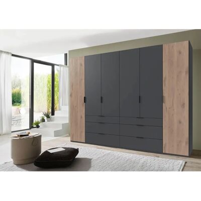 WIMEX Burgos Drehtürenschrank - Graphit & Viking oak - 6 Türen WIMEX Burgos Drehtürenschrank - Graphit & Viking oak - 6 Türen