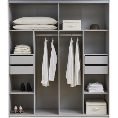 WIMEX - Jork Kleiderschrank mit Spiegel - Weiß - Graphit - Wardrobe WIMEX - Jork Kleiderschrank mit Spiegel - Weiß - Graphit - Wardrobe