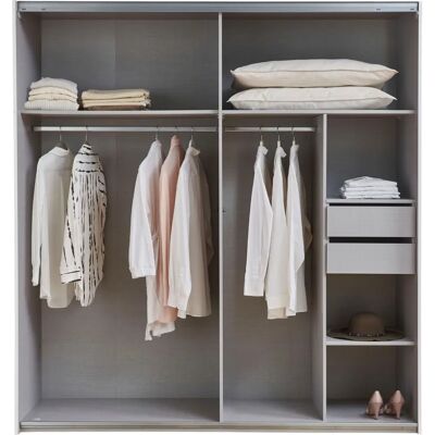 WIMEX Jork Kleiderschrank mit Spiegel - Grau - Schrank WIMEX Jork Kleiderschrank mit Spiegel - Grau - Schrank