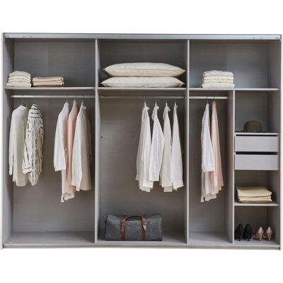 WIMEX Jork Kleiderschrank - 3-Türen, Spiegel, Grau WIMEX Jork Kleiderschrank - 3-Türen, Spiegel, Grau