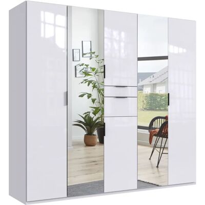 Wimex Moldau Drehtürenschrank mit Spiegel - Hochglanz Weiß - Kleiderschrank Wimex Moldau Drehtürenschrank mit Spiegel - Hochglanz Weiß - Kleiderschrank