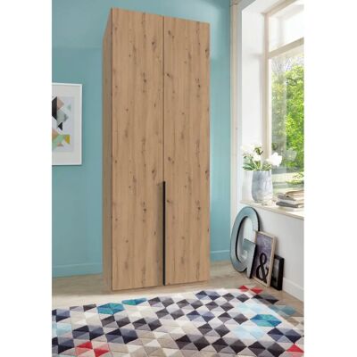 WIMEX Mugano Kleiderschrank - Artisan Eiche Nachbildung - Schwarze Griffe - 90cm Breit WIMEX Mugano Kleiderschrank - Artisan Eiche Nachbildung - Schwarze Griffe - 90cm Breit
