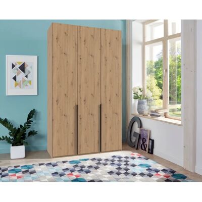 WIMEX Mugano Kleiderschrank - Artisan Eiche, Schwarze Griffe, 135cm Breite WIMEX Mugano Kleiderschrank - Artisan Eiche, Schwarze Griffe, 135cm Breite