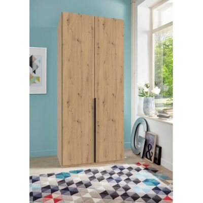Wimex Mugano Kleiderschrank - Artisan-Eiche Nachbildung - Schwarze Griffe - 90cm breit Wimex Mugano Kleiderschrank - Artisan-Eiche Nachbildung - Schwarze Griffe - 90cm breit