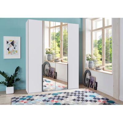 Wimex Mugano Kleiderschrank - Drehtüren, Spiegel, 4 Einlegeböden, 2 Stangen - Schrank Wimex Mugano Kleiderschrank - Drehtüren, Spiegel, 4 Einlegeböden, 2 Stangen - Schrank