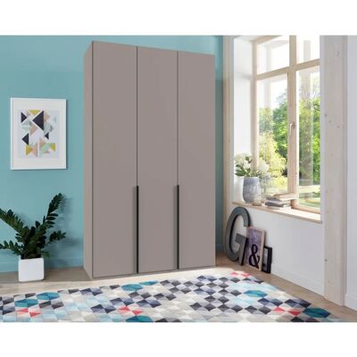 Wimex Mugano Kleiderschrank - Saharagrau, Schwarze Griffe, 135cm Breite Wimex Mugano Kleiderschrank - Saharagrau, Schwarze Griffe, 135cm Breite