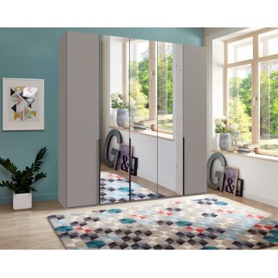 WIMEX Mugano Kleiderschrank - Saharagrau, 5 Regale, 3 Stangen, 225cm breit WIMEX Mugano Kleiderschrank - Saharagrau, 5 Regale, 3 Stangen, 225cm breit