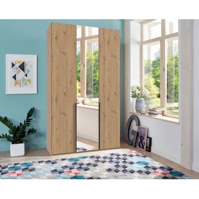 Wimex Mugano Kleiderschrank - Artisan Eiche Nachbildung, Schwarz Griffe, Spiegel, 135cm breit Wimex Mugano Kleiderschrank - Artisan Eiche Nachbildung, Schwarz Griffe, Spiegel, 135cm breit