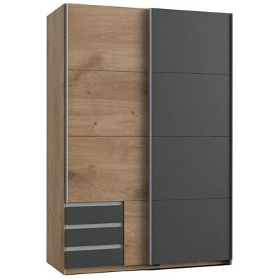 Wimex Emden Schrank - Grau, 2 Türen, 2 Schubladen - Kleiderschrank Wimex Emden Schrank - Grau, 2 Türen, 2 Schubladen - Kleiderschrank