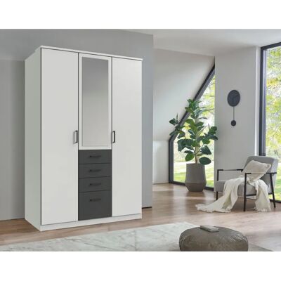 WIMEX Cottbus Kleiderschrank - Weiß/Graphit, 135cm, 199cm, 58cm - Schrank WIMEX Cottbus Kleiderschrank - Weiß/Graphit, 135cm, 199cm, 58cm - Schrank
