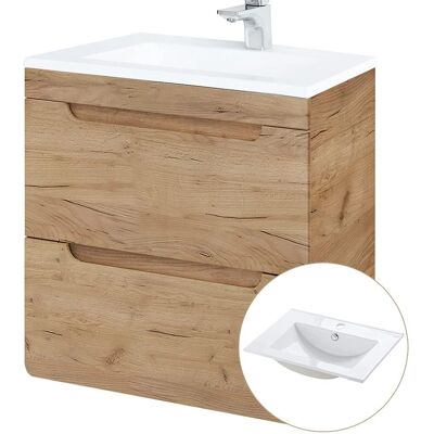 LUTON Wotan Eiche Nb. - Waschtisch mit Keramikbecken LUTON Wotan Eiche Nb. - Waschtisch mit Keramikbecken