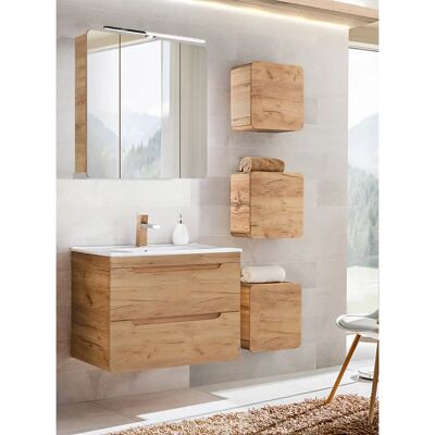LUTON 56cm Wotan Eiche Nb. Badezimmer-Set - Keramik-Waschtisch, Softclose LUTON 56cm Wotan Eiche Nb. Badezimmer-Set - Keramik-Waschtisch, Softclose