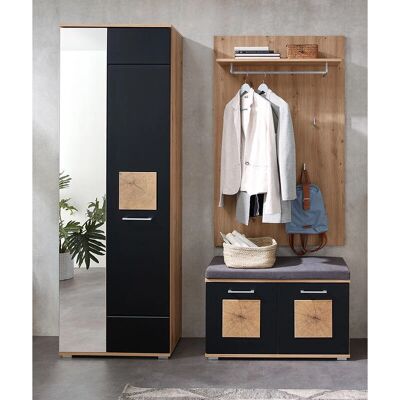 FARGO - FARGO-36 - Eiche - Schwarz matt - Garderoben-Set FARGO - FARGO-36 - Eiche - Schwarz matt - Garderoben-Set