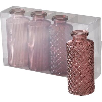 Ensemble de 4 Vase en Verre Rose Boltze 2031373 - Vase Rond, 4 pcs - Tons Roses Ensemble de 4 Vase en Verre Rose Boltze 2031373 - Vase Rond, 4 pcs - Tons Roses