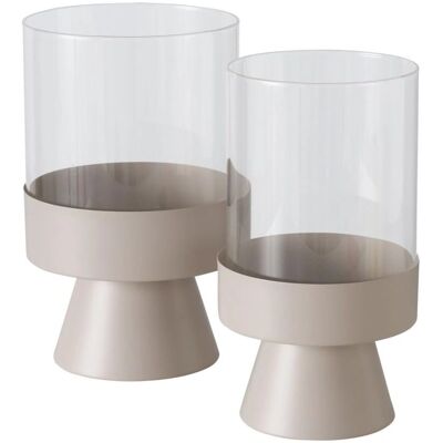 Boltze Home Pallas Kerzenleuchter-Set - Moderne Beigeglas-Kerzenhalter Boltze Home Pallas Kerzenleuchter-Set - Moderne Beigeglas-Kerzenhalter