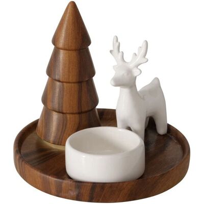 Support de bougie Boltze 2048436 - Céramique, Bois, Blanc, Marron - Publicité Support de bougie Boltze 2048436 - Céramique, Bois, Blanc, Marron - Publicité
